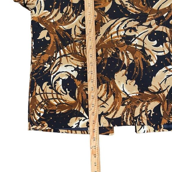 Alfred Dunner Open Blazer Brown Cream Abstract Floral Metallic Jacket Women's 8 - Picture 8 of 9